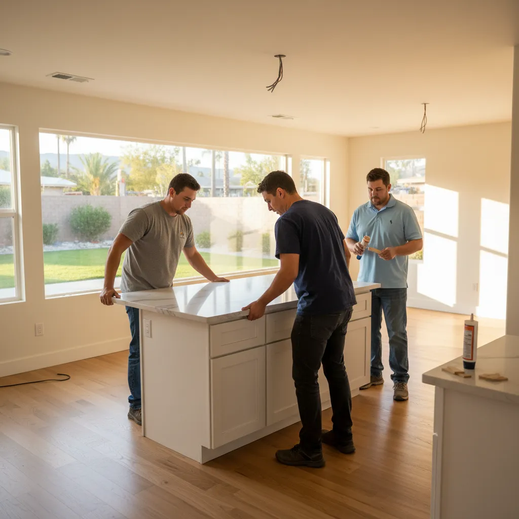 Quartz countertop installation in a Van Nuys kitchen