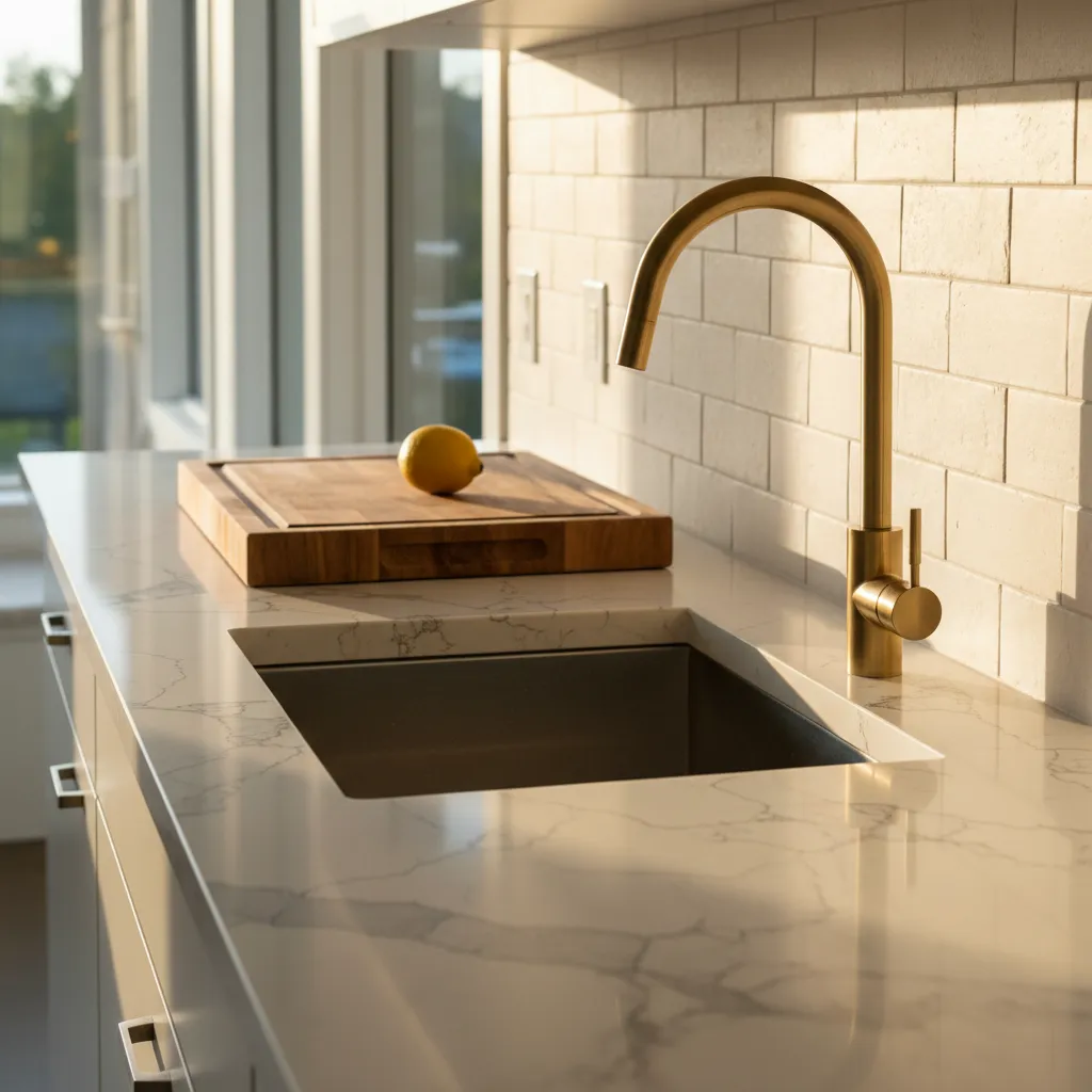 Templating quartz countertops for a Van Nuys kitchen remodel