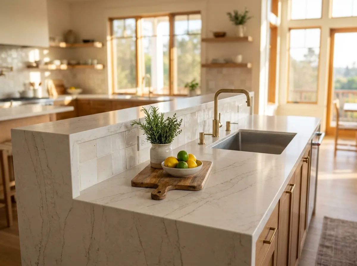 Quartz countertop edge profile detail