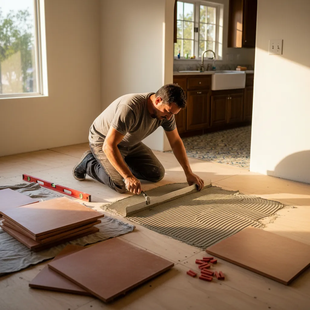 tile floor installation project 1 in Van Nuys