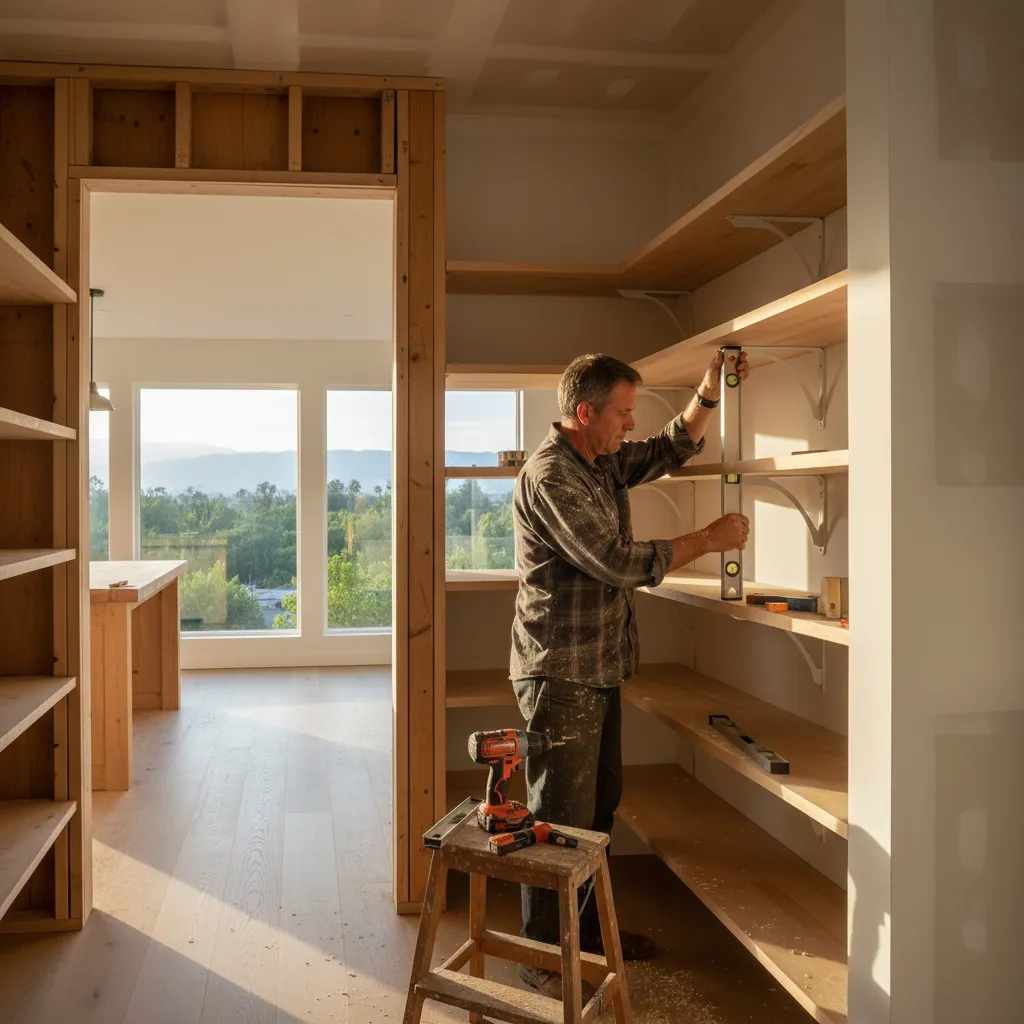 Walk-in pantry construction in a Van Nuys kitchen